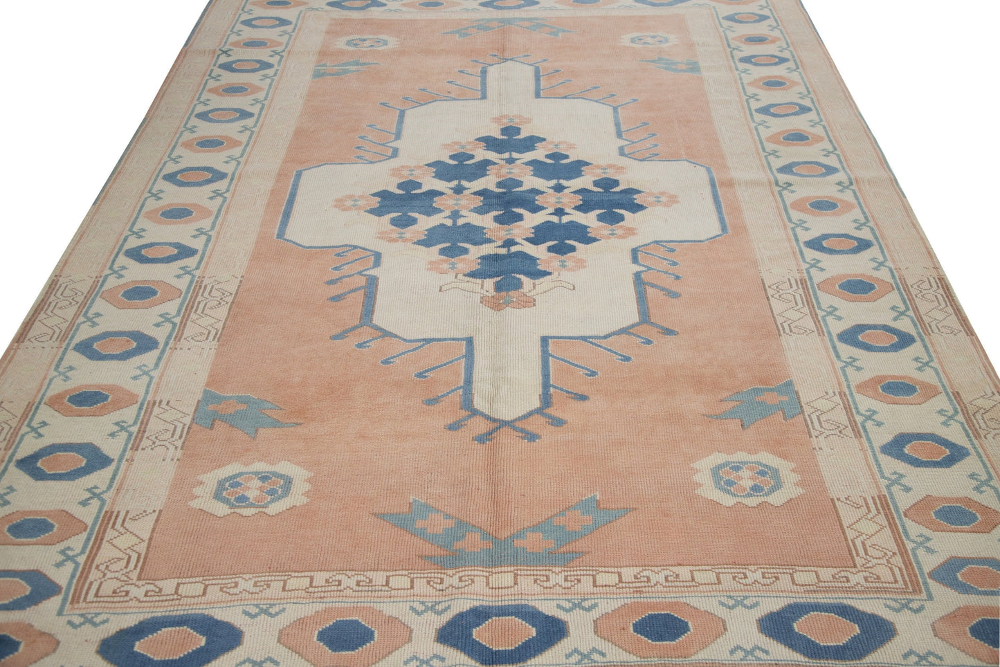 7x9 Turkish rug ,Vintage rug, Neutral rug, Faded rug, Bohemian rug, Eclectic decor, Living room rug, Handmade rug ,Oushak Rug , 7322