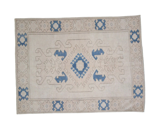 6x8 Beige Blue Oushak rug, Vintage rug, Turkish rug, Handmade rug ,Wool rug, Anatolia rug ,Turkey rug, One of a kind rug , Area rug 6x8,7291