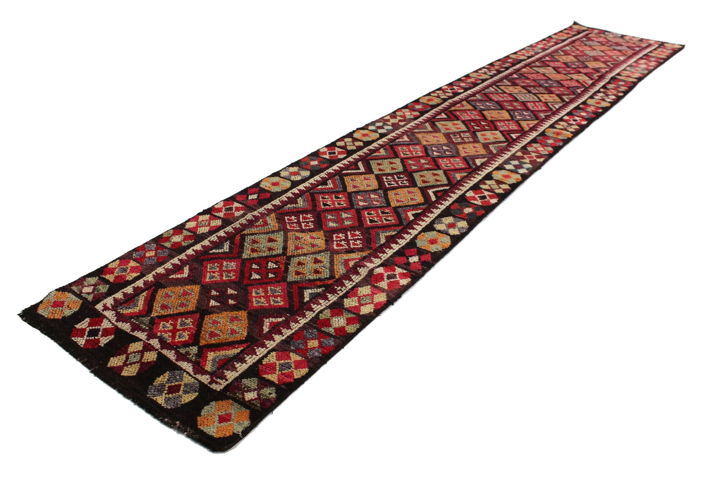 Extra Long Carpet Runner Rug, 3x14 Rug Runner, Turkish Vintage Oushak Runner, Bohemian, Entryway Rug, Made in Anatolia, Runner, 6389