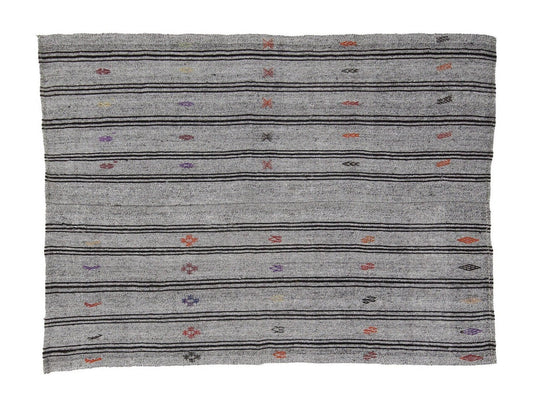 Turkish Kilim Rug, Rug Kilim, Kilim Rug 6x8, Area Kilim, Gray Striped Kilim Rug, Wool Rug, Square Kilim Rug, Unique Rug, Neutral Rug, 8098