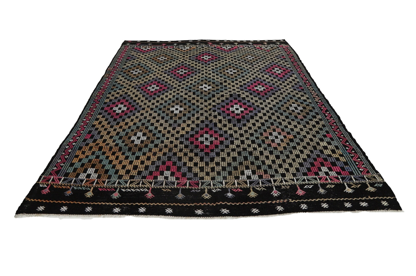 7x10 Area Kilim Rug, Turkish Kilim Rug, Vintage Kilim Rug, One of a Kind Rug, Handmade Kilim Rug, Living Room Rug, Scandinavian Rug, 8058
