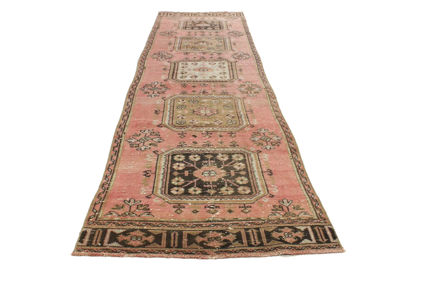 Pink Runner Rug 3x12, Carpet Runner ,Oushak Runner, Turkish Runner ,Unique Rug,Faded Rug, Kitchen Rug, Hallway Rug, Turkish Rug Runner, 6196