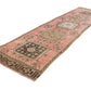 Pink Runner Rug 3x12, Carpet Runner ,Oushak Runner, Turkish Runner ,Unique Rug,Faded Rug, Kitchen Rug, Hallway Rug, Turkish Rug Runner, 6196