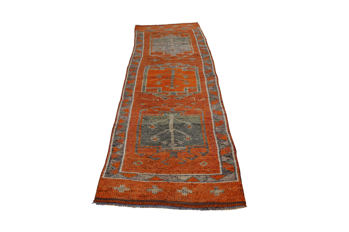 3x11 Hand knotted Vintage Runner rug, Turkish Floor runner rug, Oushak runner ,Herki runner, Entryway rug, Boho runner, Kitchen rug ,7183