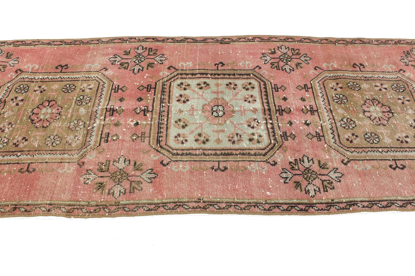 Pink Runner Rug 3x12, Carpet Runner ,Oushak Runner, Turkish Runner ,Unique Rug,Faded Rug, Kitchen Rug, Hallway Rug, Turkish Rug Runner, 6196