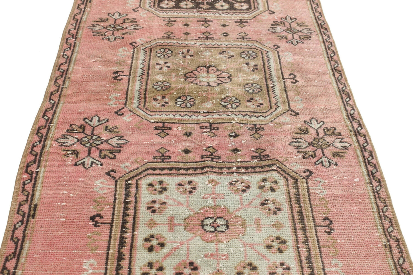 Pink Runner Rug 3x12, Carpet Runner ,Oushak Runner, Turkish Runner ,Unique Rug,Faded Rug, Kitchen Rug, Hallway Rug, Turkish Rug Runner, 6196