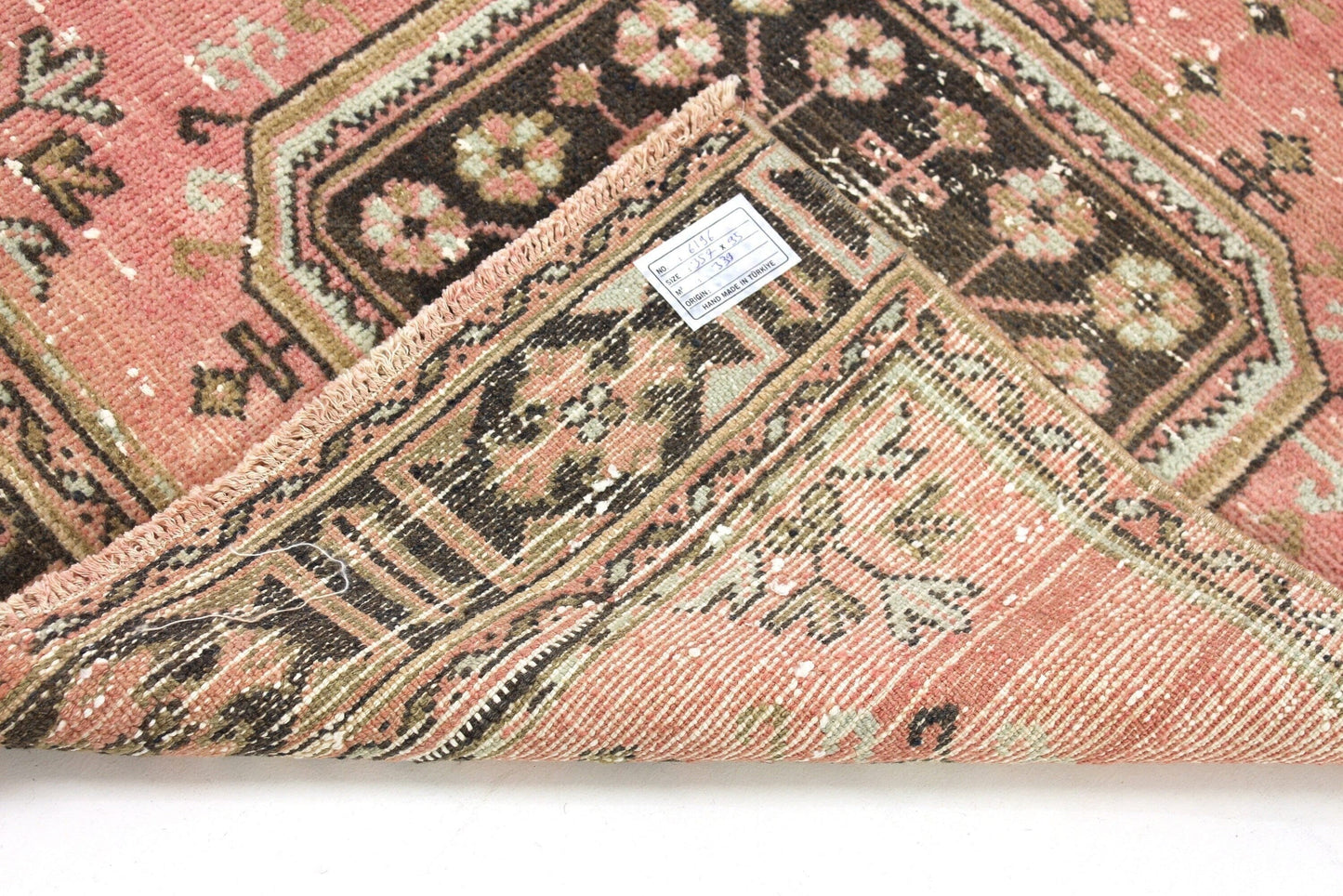 Pink Runner Rug 3x12, Carpet Runner ,Oushak Runner, Turkish Runner ,Unique Rug,Faded Rug, Kitchen Rug, Hallway Rug, Turkish Rug Runner, 6196