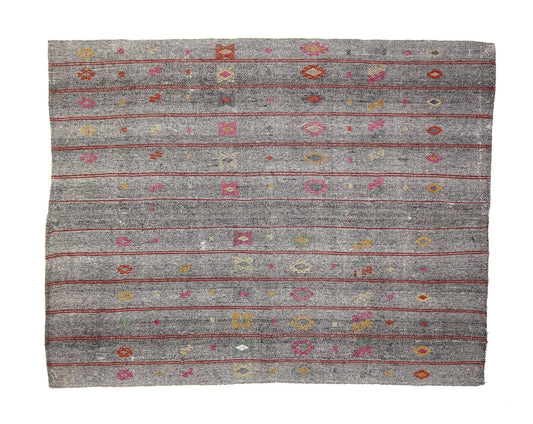 Vintage Turkish Kilim Rug, Gray Rug, Goat Hair Rug, Kilim Rug 6x8, Rug Kilim, Area Kilim Rug, Handmade Kilim Rug, Contemporary Decor, 5558