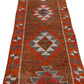 Cherry Red Runner rug, Turkish Oushak Vintage Rug Runner, 3x12 Runner rug,Bohemian Carpet Runner,Anatolia,Made in Turkey,7193