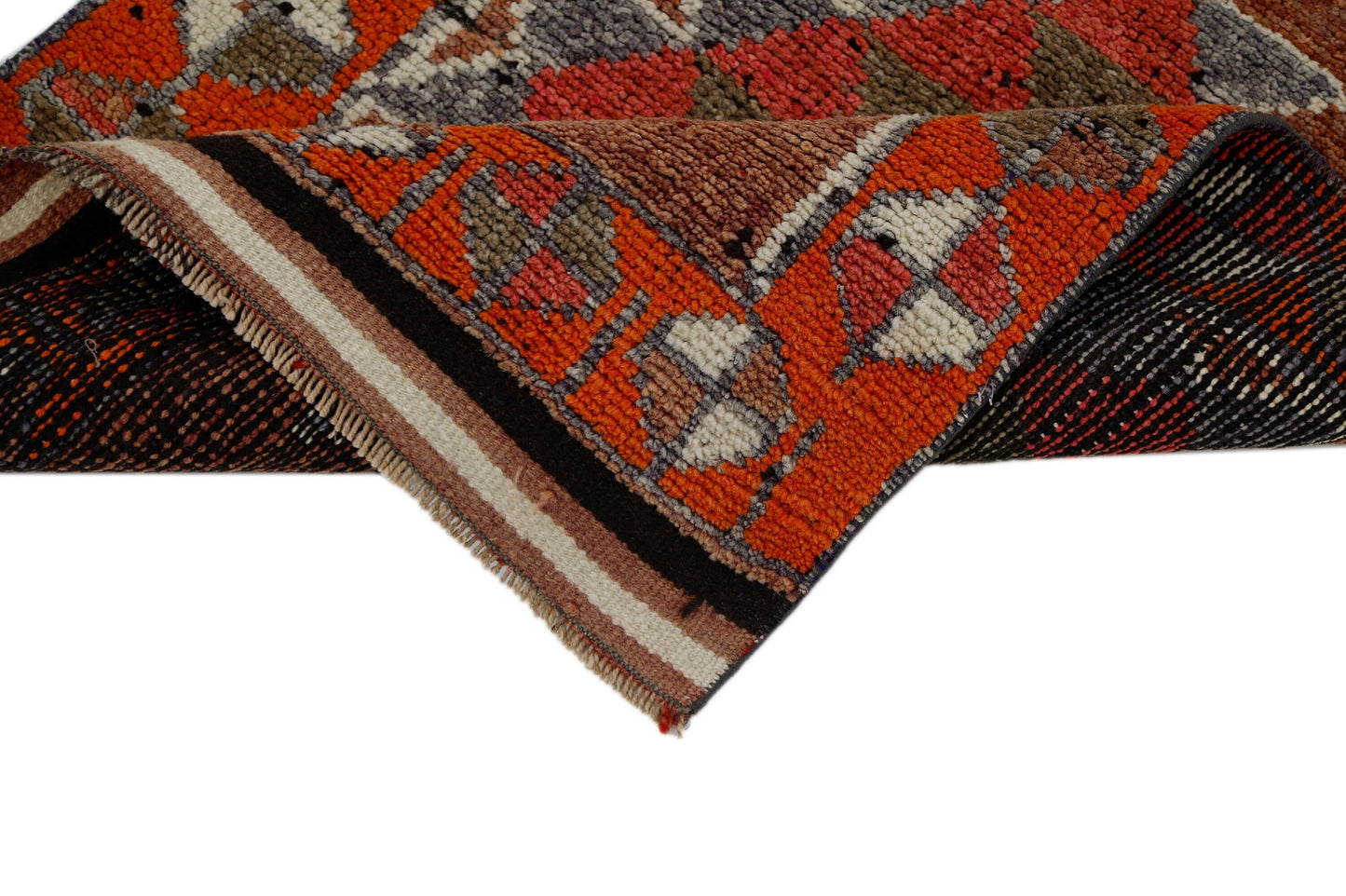 Cherry Red Runner rug, Turkish Oushak Vintage Rug Runner, 3x12 Runner rug,Bohemian Carpet Runner,Anatolia,Made in Turkey,7193