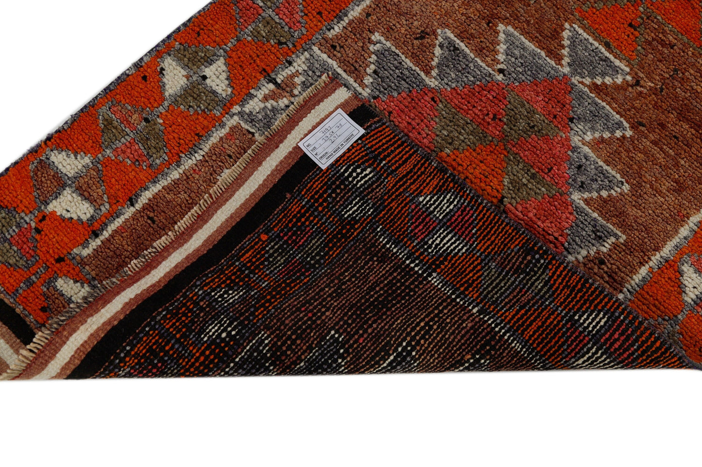 Cherry Red Runner rug, Turkish Oushak Vintage Rug Runner, 3x12 Runner rug,Bohemian Carpet Runner,Anatolia,Made in Turkey,7193
