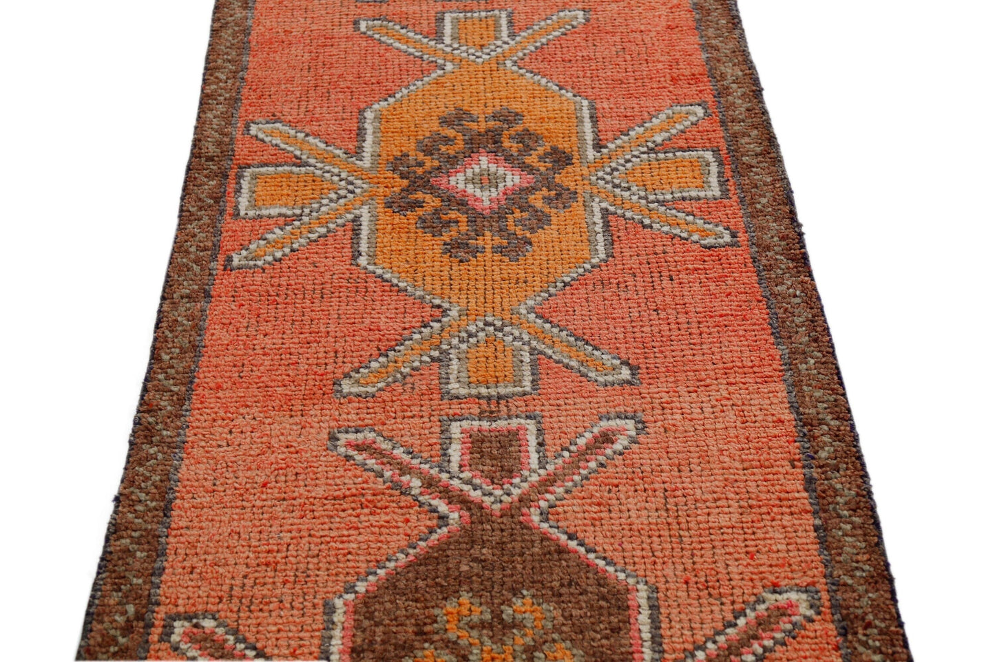 Orange Runner rug 3x10, Turkish runner, Oushak runner, Vintage runner, Turkey rug, Unique rug, Muted rug,Aged rug,One of a kind,7194