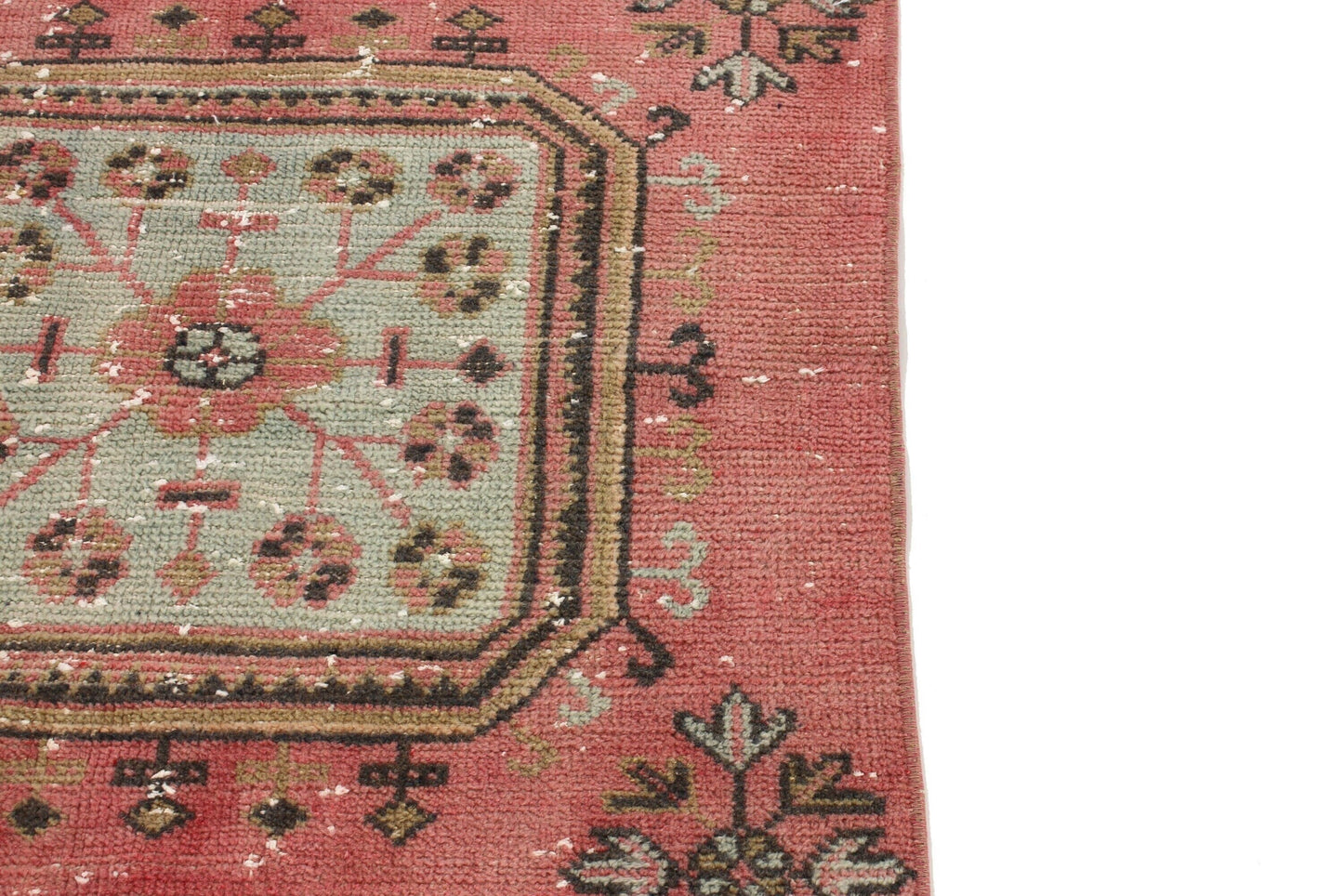 Vintage Runner Rug,Turkish Runner Oushak Runner Pink, 3x12 Rug Runner, Pink Navy Blue,Hallway Runner, Rug Carpet ,Boho,Eclectic,6368