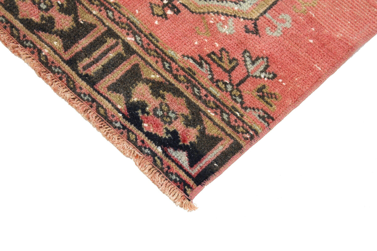 Vintage Runner Rug,Turkish Runner Oushak Runner Pink, 3x12 Rug Runner, Pink Navy Blue,Hallway Runner, Rug Carpet ,Boho,Eclectic,6368