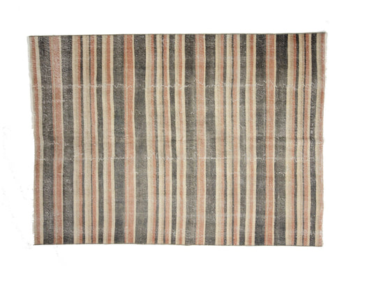 5x7 Striped Turkish Carpet Rug,4'9x6'6 ft ,Vintage Oushak Rug,Area Rug Wool,Handmade Rug Pale,Contemporary Decor,Livingroom Rug,6341