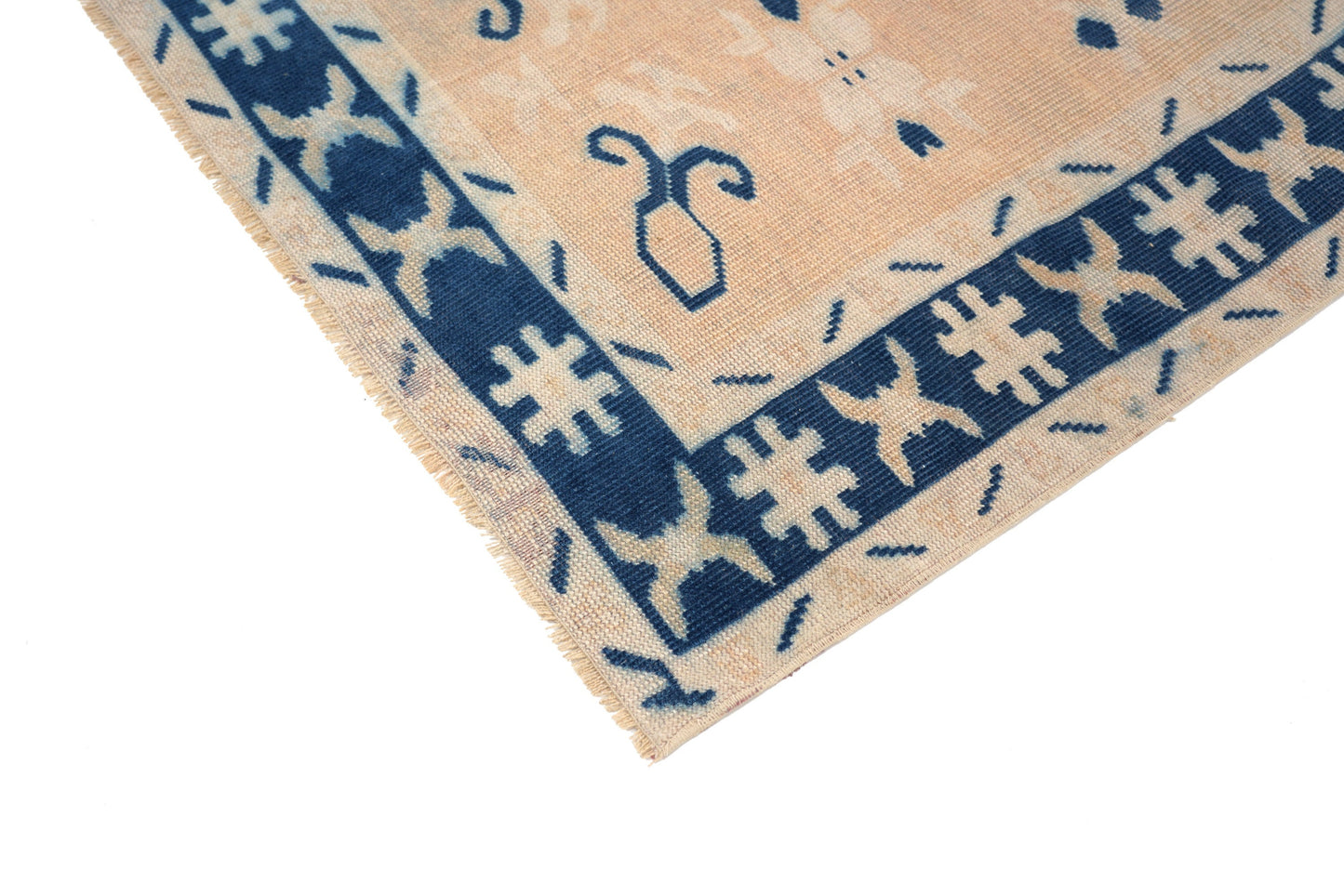3x5 Small Turkish Rug, Oushak Rug, İndigo Blue, Orange, Rug, Oushak Rug, Boho Decor, Eclectic Rug, Nursery ,Kid Room, Floor Rug,6361