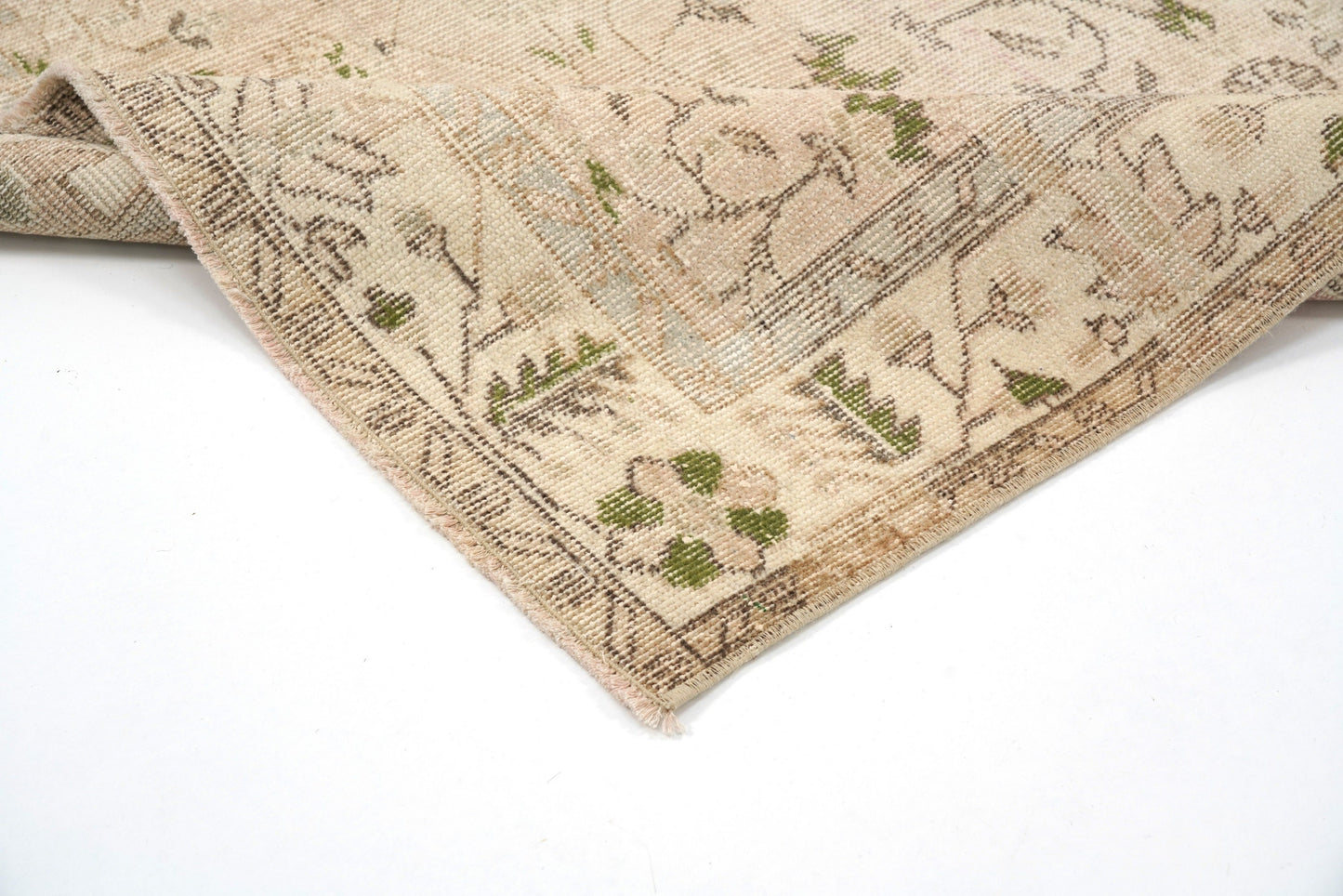 4x7 Pastel Beige Red Turkish Rug, Floral Handmade Area Carpet Rug, Oushak Vintage Rug, Entryway Rug, Bohemian Decor, Office Rug, 5934
