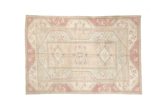 4x7 Muted Beige Pink VİNTAGE RUG, Area Handmade Pastel Geometric Carpet Rug, Coastal Tropical Rug ,Rug Bedroom,5936