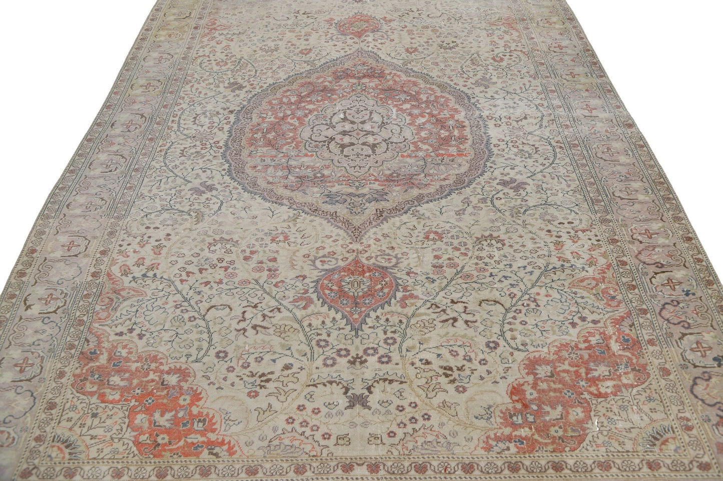 7x10 Floral Rustic Area Rug, Primitive rug, Turkish Oushak Vintage Rug, Handmade Antique Carpet rug,Entryway rug ,Office rug, 8037
