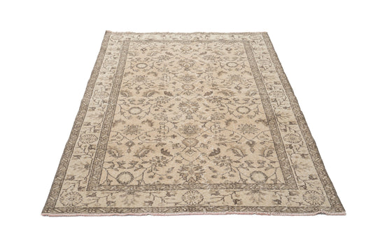 Pastel Turkish Rug, Faded Rug, Neutral Oushak Rug, Area Rug 4x7, Vintage Carpet Rug, Unique Rug, Handmade rug, Dining room rug, 9679