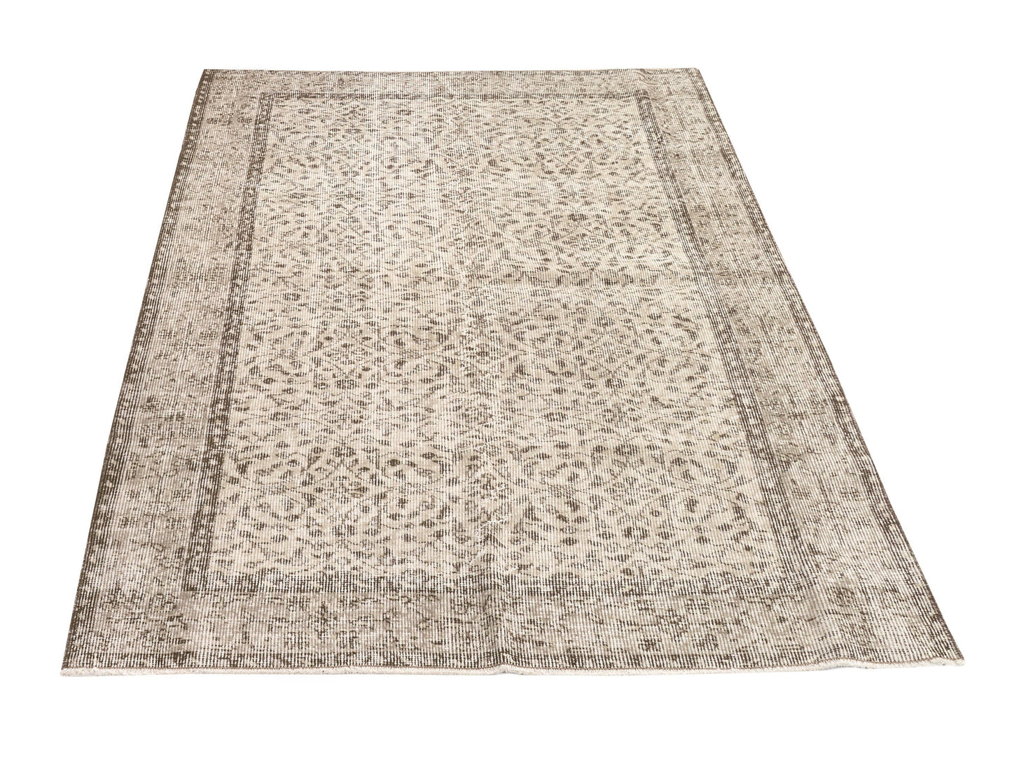 4x7 Beige Anatolia Oushak Rug, Neutral Turkish rug, Vintage Area Carpet rug, Handmade Wool Floral rug, Bedroom rug, Farmhouse decor, 9660