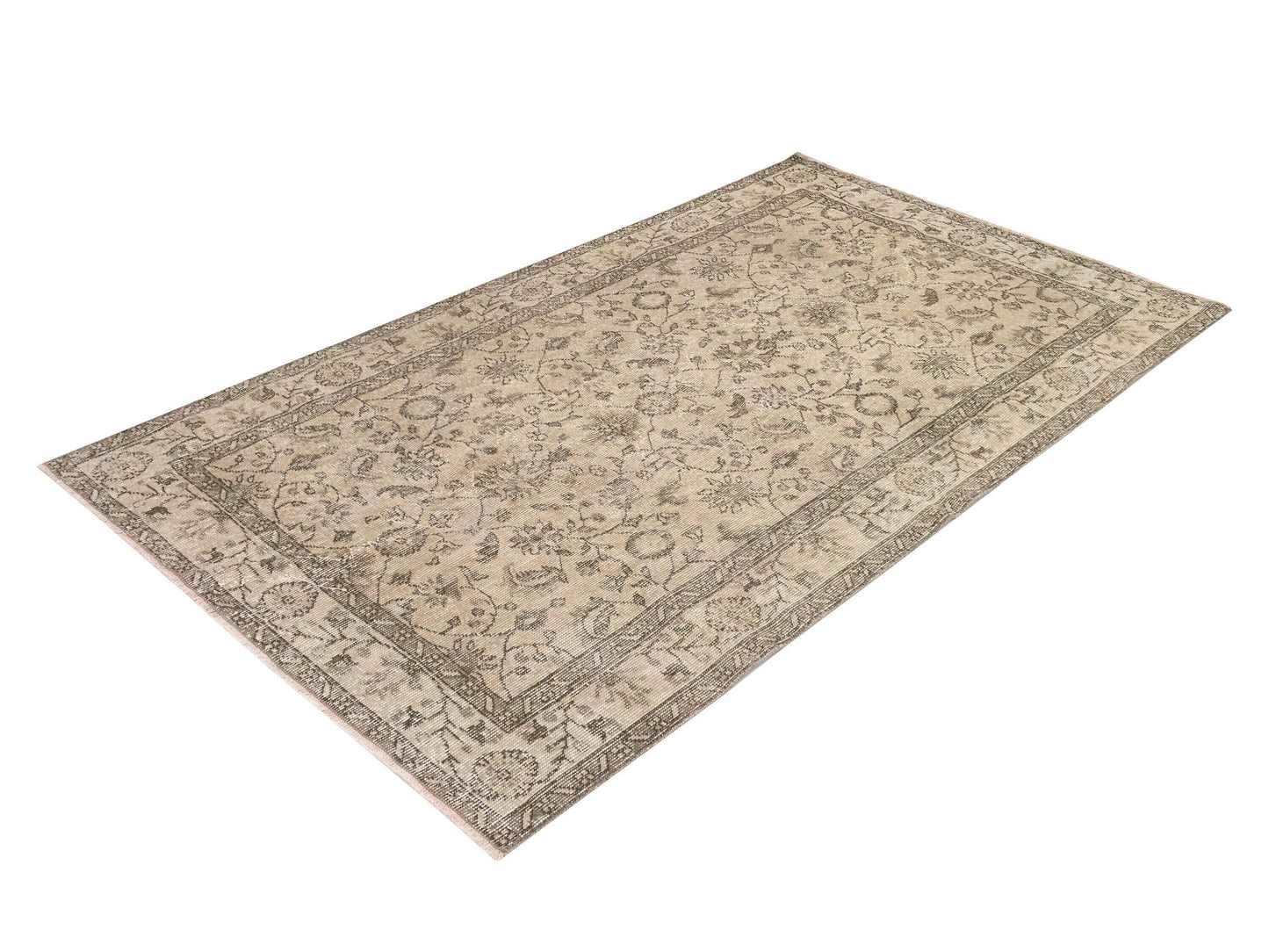 4x8 Oushak Rug, Handmade Rug, Muted rug, Vintage Rug, Beige rug 4x7, Floral Rug, Carpet rug, Turkish rug, Faded rug, Nursery rug, 9656