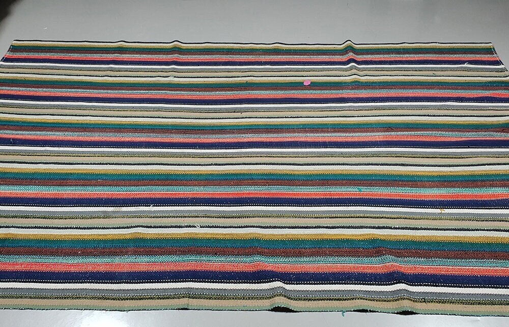 Rainbow Color Striped Rag Kilim rug, 6x10 Turkish Vintage Kilim Rug, Boho Area Chaput Kilim rug,Eclectic Decorative Rug,2651