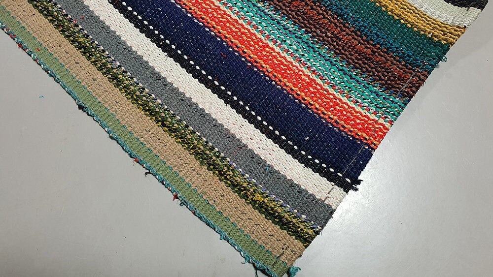 Rainbow Color Striped Rag Kilim rug, 6x10 Turkish Vintage Kilim Rug, Boho Area Chaput Kilim rug,Eclectic Decorative Rug,2651