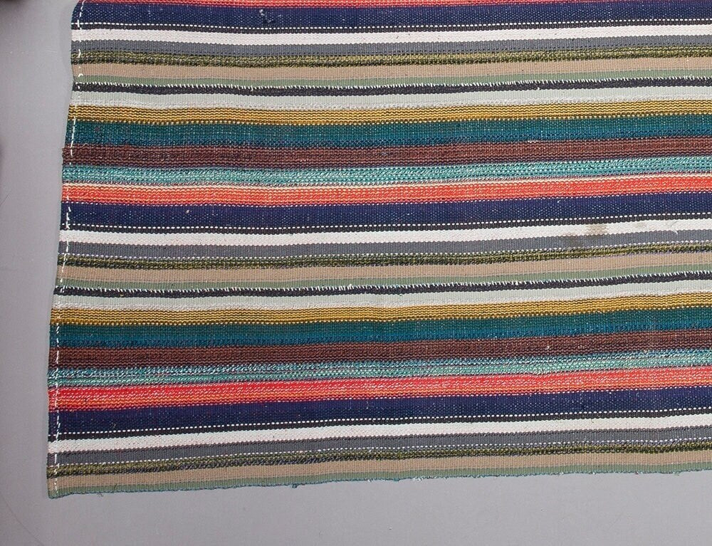 Rainbow Color Striped Rag Kilim rug, 6x10 Turkish Vintage Kilim Rug, Boho Area Chaput Kilim rug,Eclectic Decorative Rug,2651
