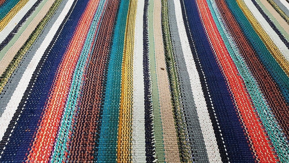 Rainbow Color Striped Rag Kilim rug, 6x10 Turkish Vintage Kilim Rug, Boho Area Chaput Kilim rug,Eclectic Decorative Rug,2651