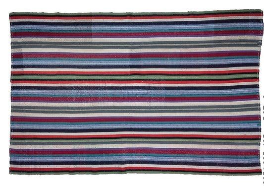 Striped Rainbow Kilim rug, Minimalist Area rug, Neutral Kilim rug ,Turkish Kilim Rug, Fine Vintage Kilim rug, Contemporary, Bedroom,2653