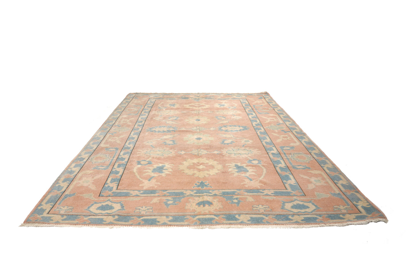7x9 Rug, 7x9 Turkish Vintage Rug, Faded Rug, Anatolian Rug, Oushak Rug, TURKİSH RUG, Vintage Carpet Rug, Muted Pink Rug • 5796