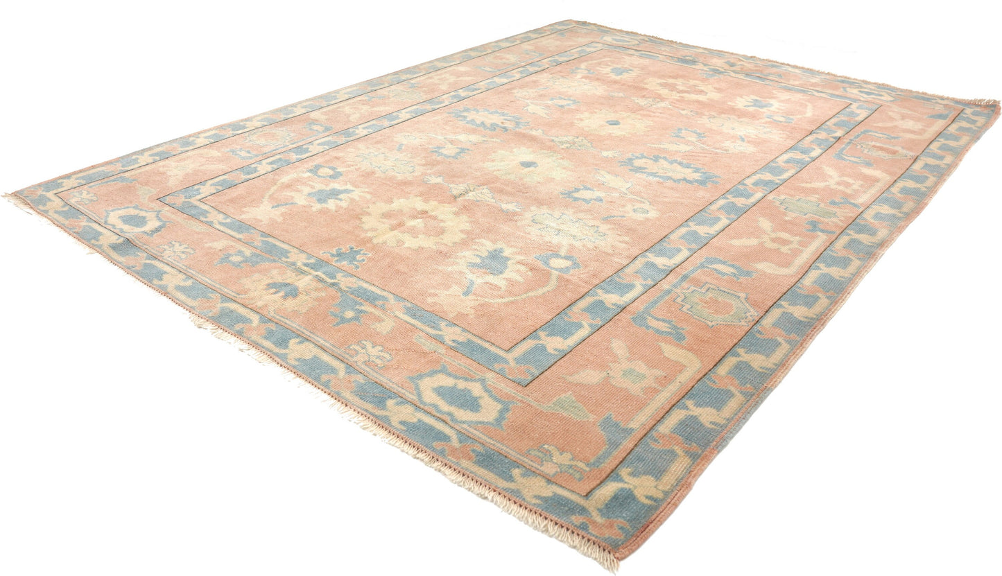 7x9 Rug, 7x9 Turkish Vintage Rug, Faded Rug, Anatolian Rug, Oushak Rug, TURKİSH RUG, Vintage Carpet Rug, Muted Pink Rug • 5796
