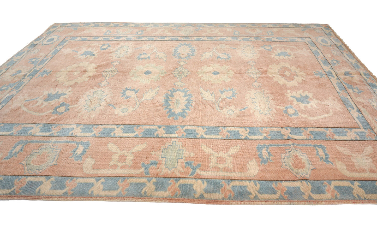 7x9 Rug, 7x9 Turkish Vintage Rug, Faded Rug, Anatolian Rug, Oushak Rug, TURKİSH RUG, Vintage Carpet Rug, Muted Pink Rug • 5796