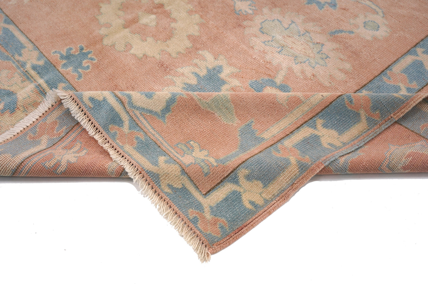 7x9 Rug, 7x9 Turkish Vintage Rug, Faded Rug, Anatolian Rug, Oushak Rug, TURKİSH RUG, Vintage Carpet Rug, Muted Pink Rug • 5796