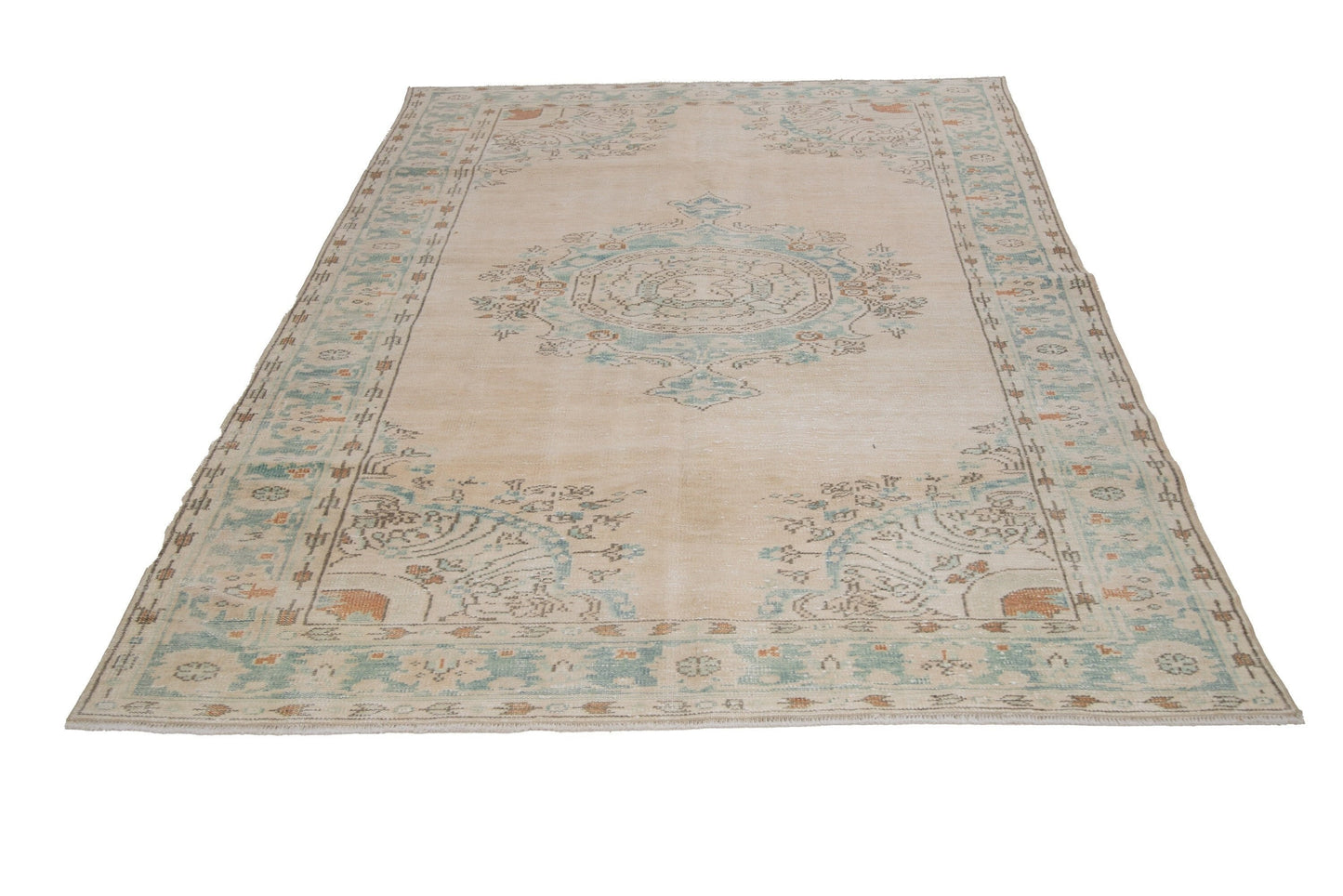 Turkish rug, Vintage rug, Oushak rug ,Muted rug, Floral rug , 6x10 Area Boho Carpet rug, Handmade rug ,Faded rug ,Living room, 7241