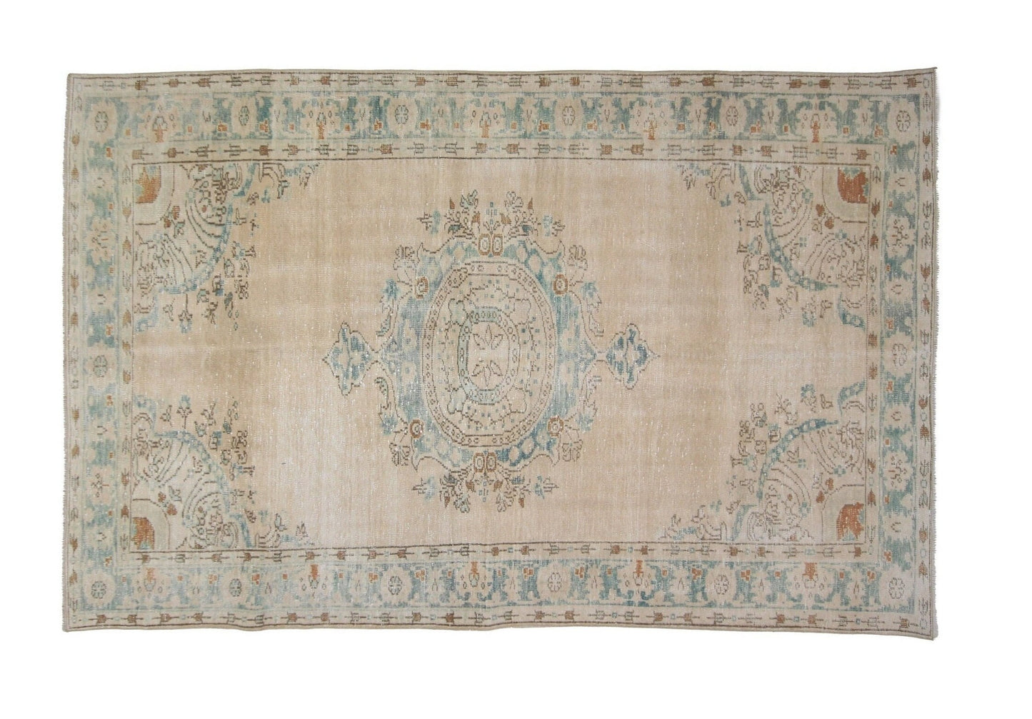 Turkish rug, Vintage rug, Oushak rug ,Muted rug, Floral rug , 6x10 Area Boho Carpet rug, Handmade rug ,Faded rug ,Living room, 7241
