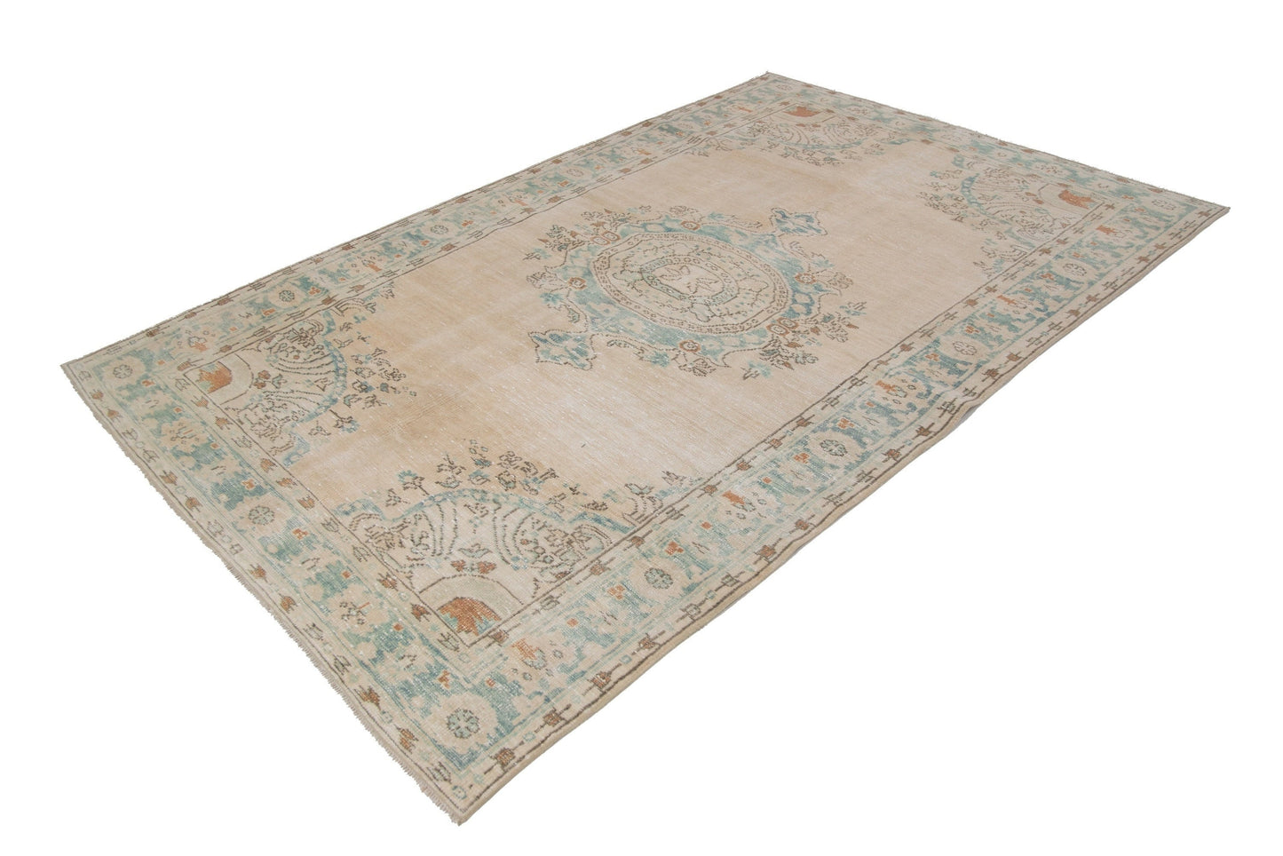 Turkish rug, Vintage rug, Oushak rug ,Muted rug, Floral rug , 6x10 Area Boho Carpet rug, Handmade rug ,Faded rug ,Living room, 7241