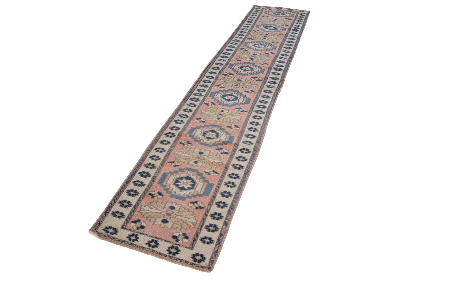 2x12 Turkish Vintage Oushak Carpet Runner rug, Hallway Long Floor Runner rug ,One-of-a-kind, Kitchen rug, Stair rug, Coastal decor, 7719