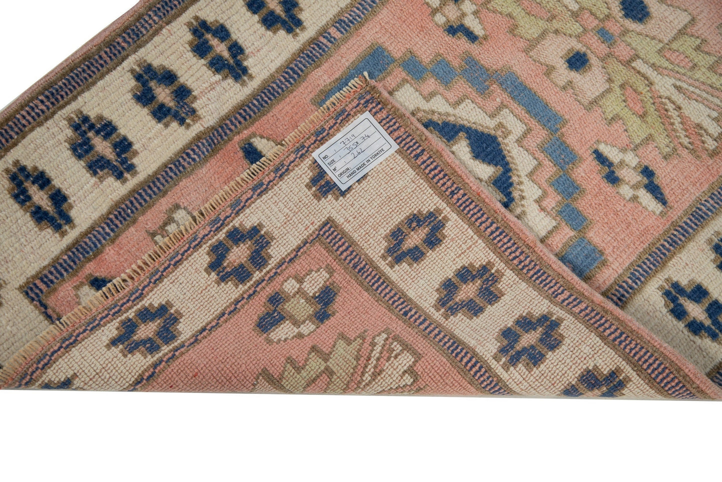 2x12 Turkish Vintage Oushak Carpet Runner rug, Hallway Long Floor Runner rug ,One-of-a-kind, Kitchen rug, Stair rug, Coastal decor, 7719