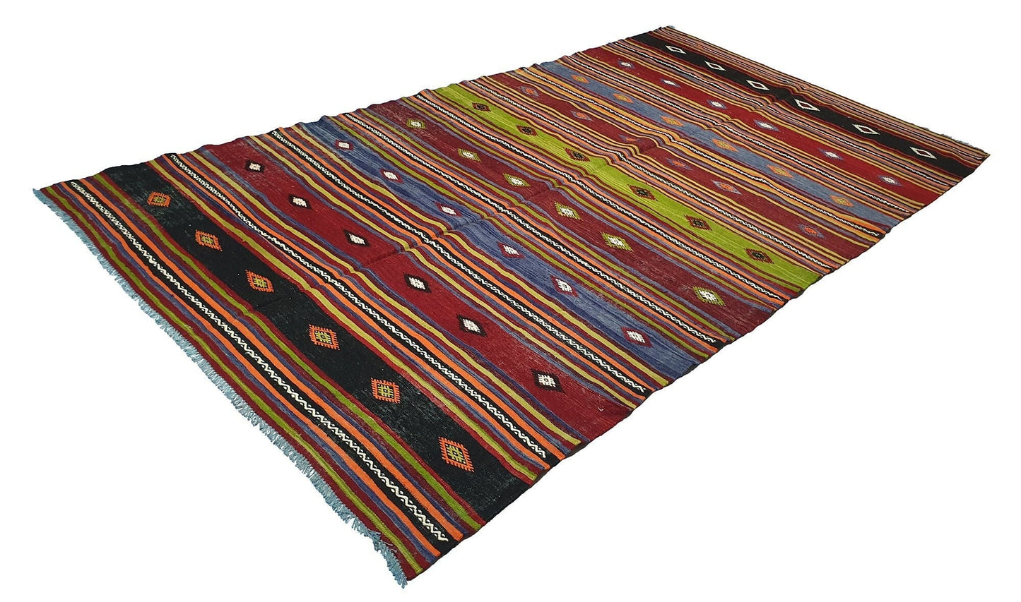 5x10 Vintage Turkish Area Kilim rug ,Primitive Living room Wool Rug,Handmade rug,One of a kind rug,Shabby chic,510