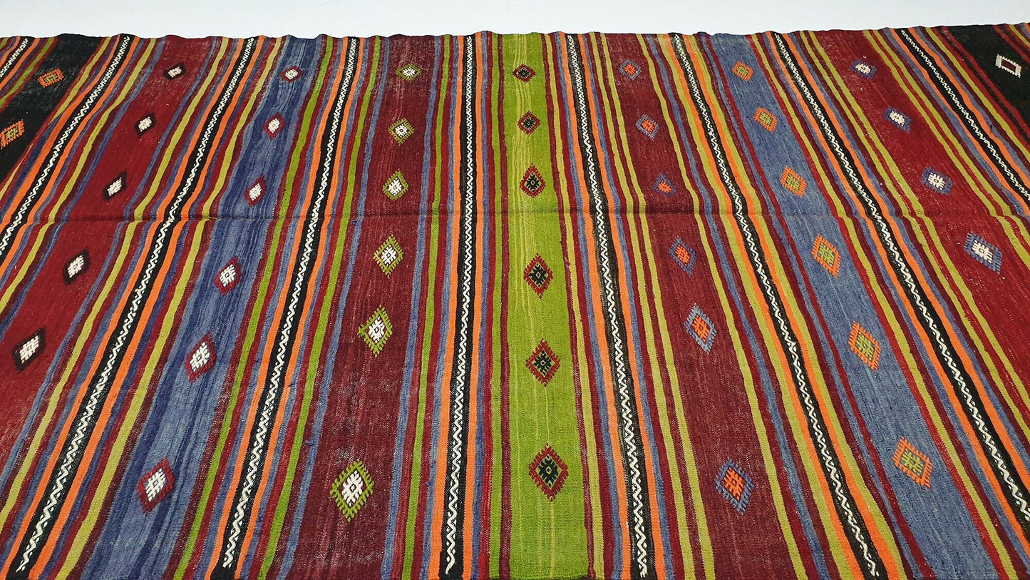 5x10 Vintage Turkish Area Kilim rug ,Primitive Living room Wool Rug,Handmade rug,One of a kind rug,Shabby chic,510