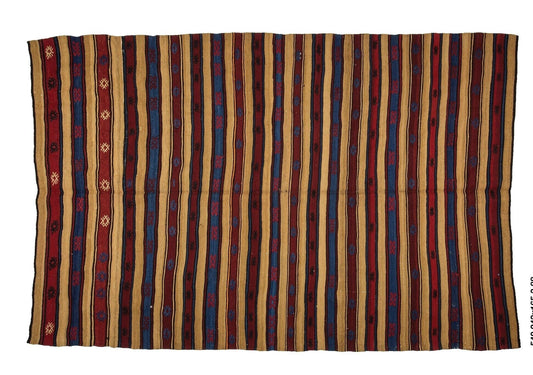 Turkish rug İndigo Blue Camel Brown, Kilim rug 5x8, Vintage Kilim rug 5x8, Anatolia rug, Handmade rug, Rustic decor, 1970's Kilim rug ,540