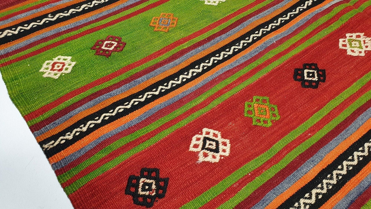 Turkish Kilim Rug Primitive ,Vintage Kilim rug ,Striped Kilim rug , Handmade Flat weave Kilim rug, Area Living room Kilim rug, Floor rug,524
