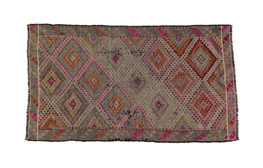Turkish Vintage Kilim Rug, Handmade Area Kilim Rug, Sun muted Flat weave Rug, 6x9 Kilim Rug, Eclectic Decor Rug, 8119