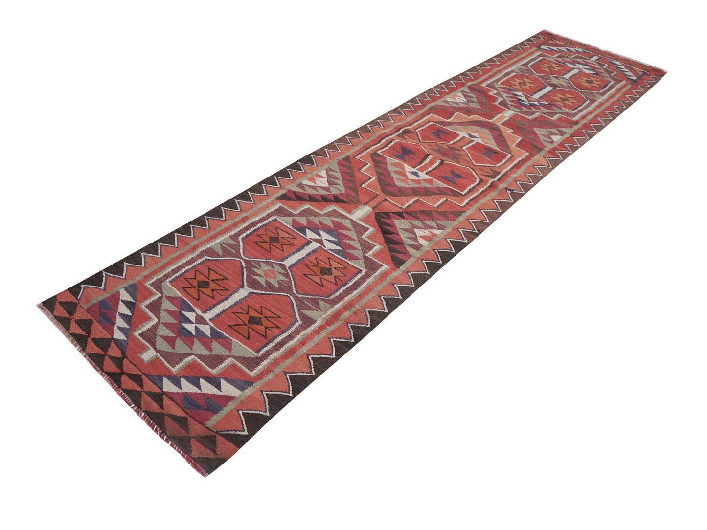 Runner Rug 3x11, Oushak Runner, Vintage Runner, Turkish Runner, Anatolia Rug, Kilim Runner Rug, Bohemian Rug, Hallway Runner, 11368